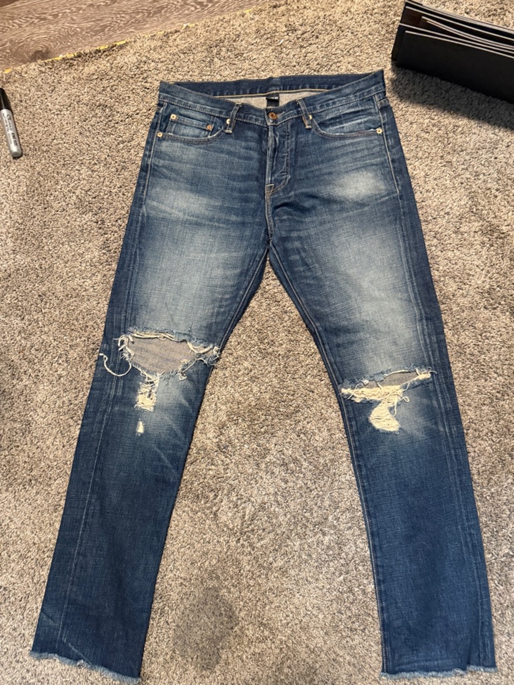 NSF Men's Skinny Distressed Blue Jeans
